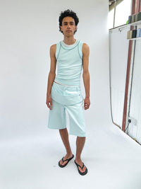 Sling Denim Shorts Celadon Green-René Scheibenbauer-APOC STORE