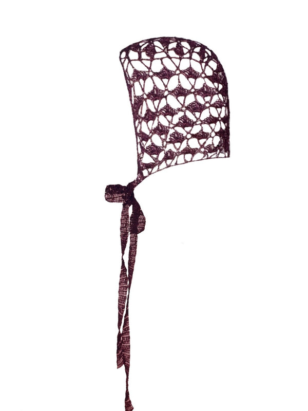 Crochet lace metallic bonnet - Red-Raquel de Carvalho-APOC STORE