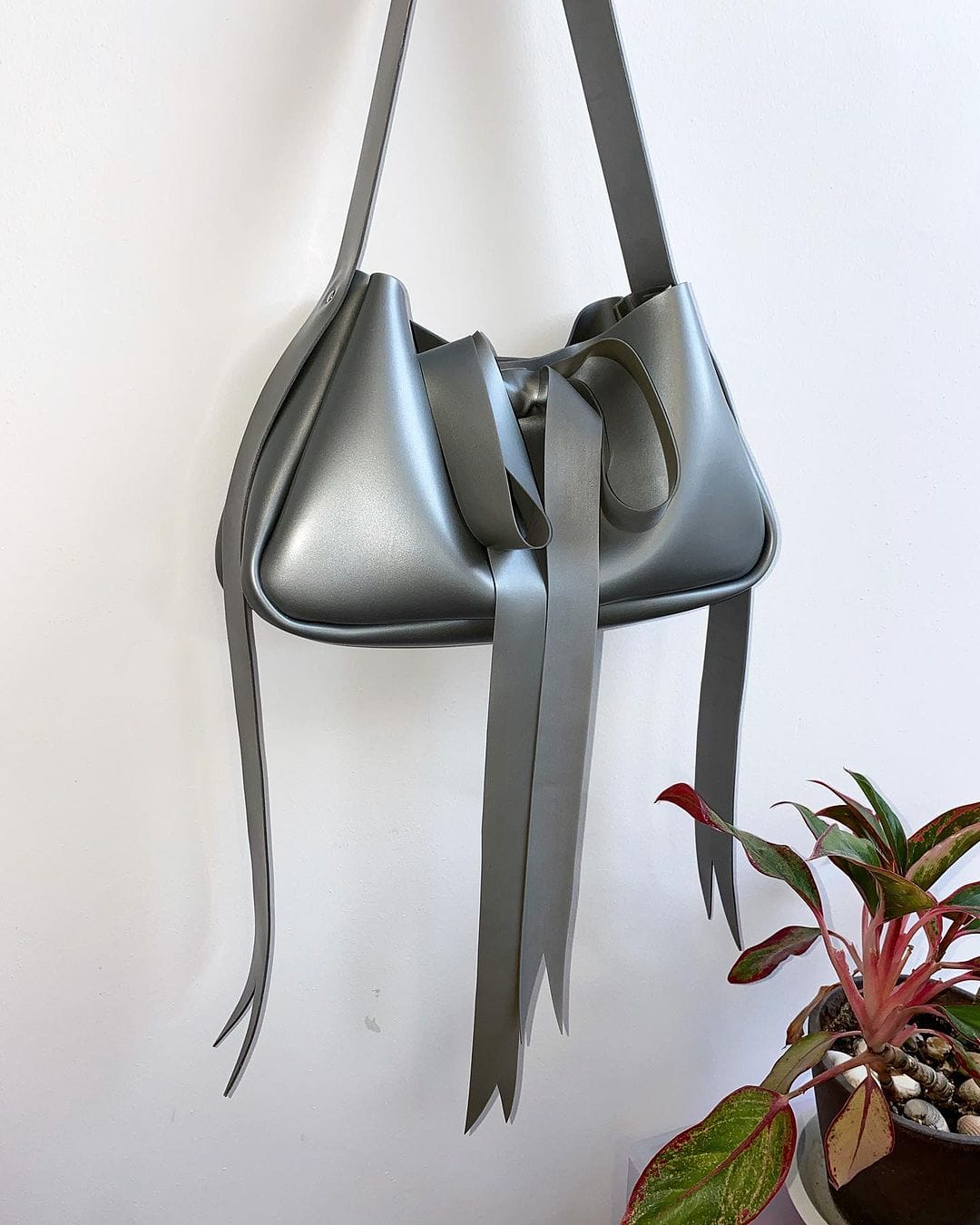 Latex Bow Bag Silver-Soft Skin Latex-APOC STORE