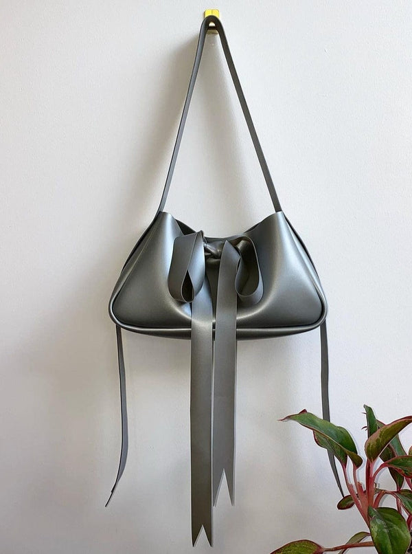 Latex Bow Bag Silver-Soft Skin Latex-APOC STORE