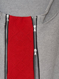 Double zip Cotton Cardigan 001 _ Gray-Taekh-APOC STORE