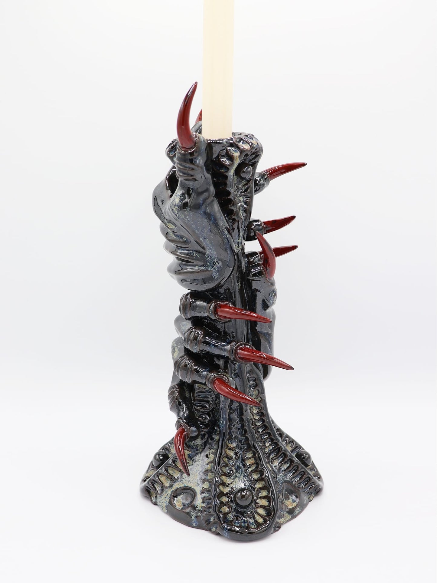 Dark Blue Speckled Double-Hand Candlestick-Naomi Gilon-APOC STORE