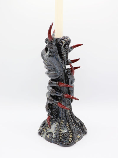 Dark Blue Speckled Double-Hand Candlestick-Naomi Gilon-APOC STORE