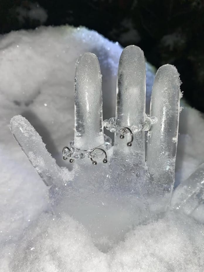 Organic Pierced Glass Ring 0062-Rain and Rivers-APOC STORE