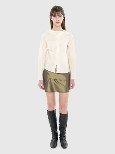 Long sleeve draped button-up shirt-Nensi Avetisian-APOC STORE