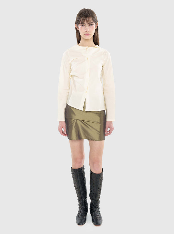 Long sleeve draped button-up shirt-Nensi Avetisian-APOC STORE