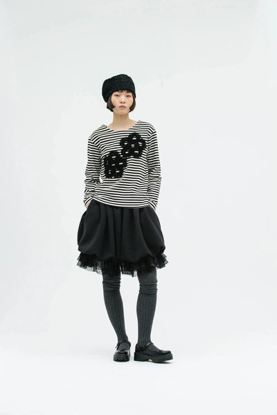 FLOWER LACE STRIPE LONG SELLEVE-SAENGIN STUDIOS-APOC STORE