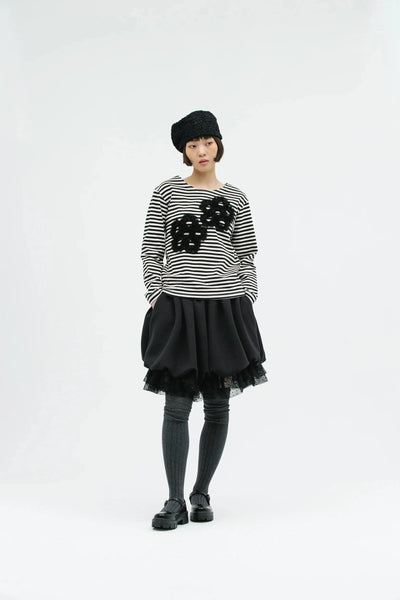 FLOWER LACE STRIPE LONG SELLEVE-SAENGIN STUDIOS-APOC STORE