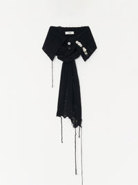 Button Work Cashmere Scarf 001 - Black-Taekh-APOC STORE
