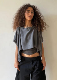Convertible Dual Cardigan in Grey-PAIDEN-APOC STORE