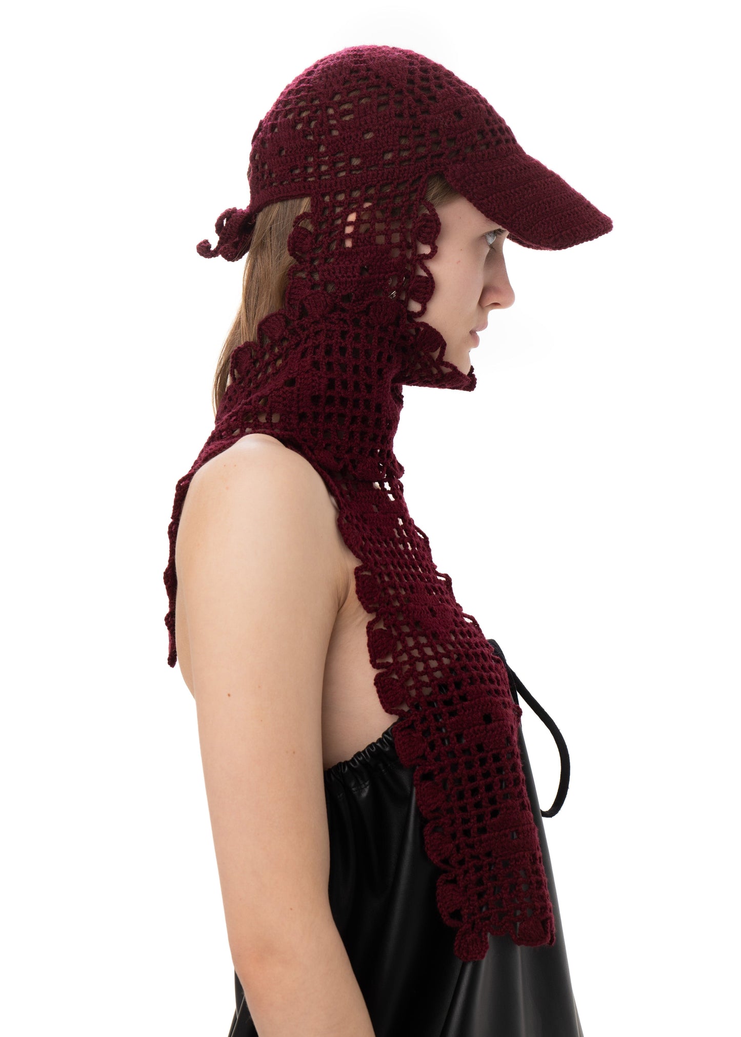 CROCHET SCARF CAP IN BORDO-Urte Kat-APOC STORE
