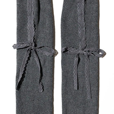 LACE RIBBON LEG WARMER GRAY-SAENGIN STUDIOS-APOC STORE