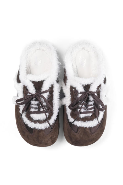 GO VACAY - Birken Fluffy Slippers Brown-EMPTY BEHAVIOR-APOC STORE
