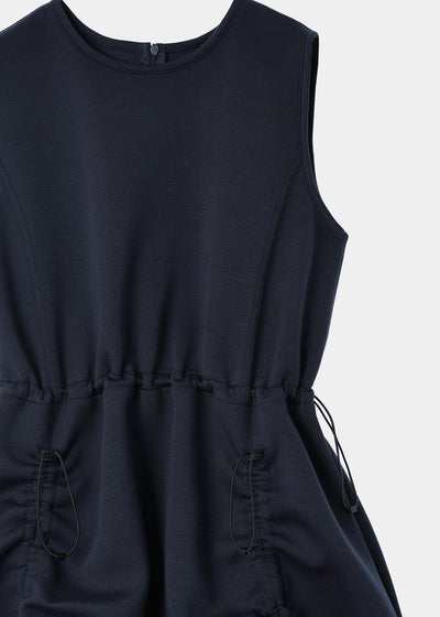 JERSEY SHIRRING DRESS NAVY-SAENGIN STUDIOS-APOC STORE