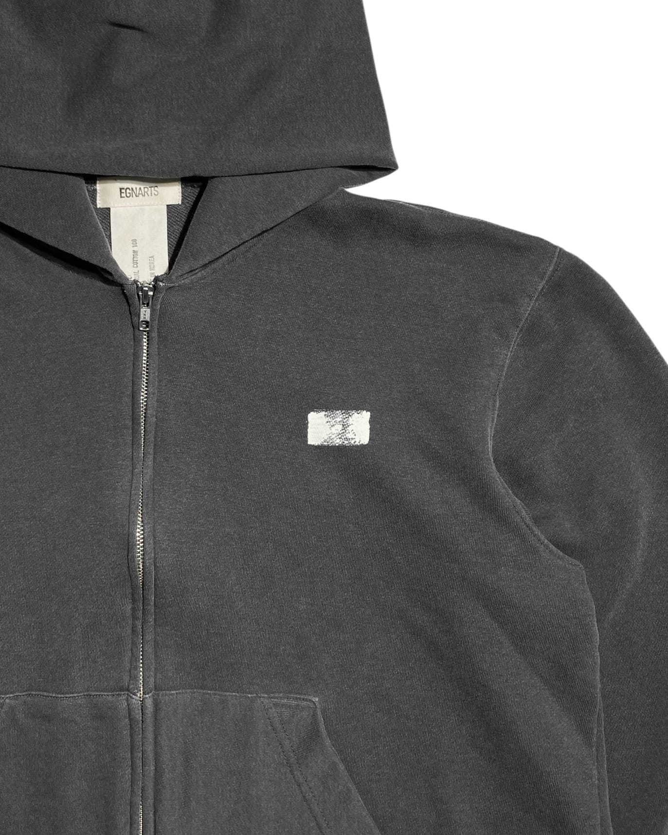 Cut off Hoodie Zip-up (Charcoal)-EGNARTS-APOC STORE