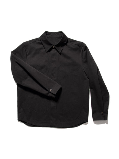 Pleated Hidden Button Shirts Black-Woojun Jang-APOC STORE