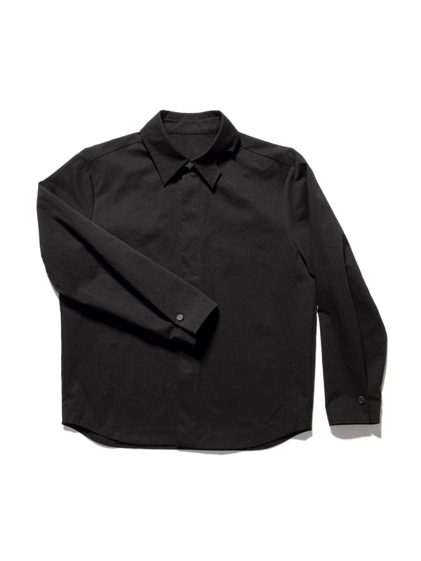 Pleated Hidden Button Shirts Black-Woojun Jang-APOC STORE