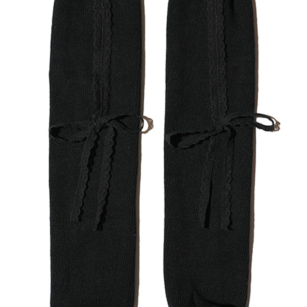 LACE RIBBON LEG WARMER BLACK-SAENGIN STUDIOS-APOC STORE
