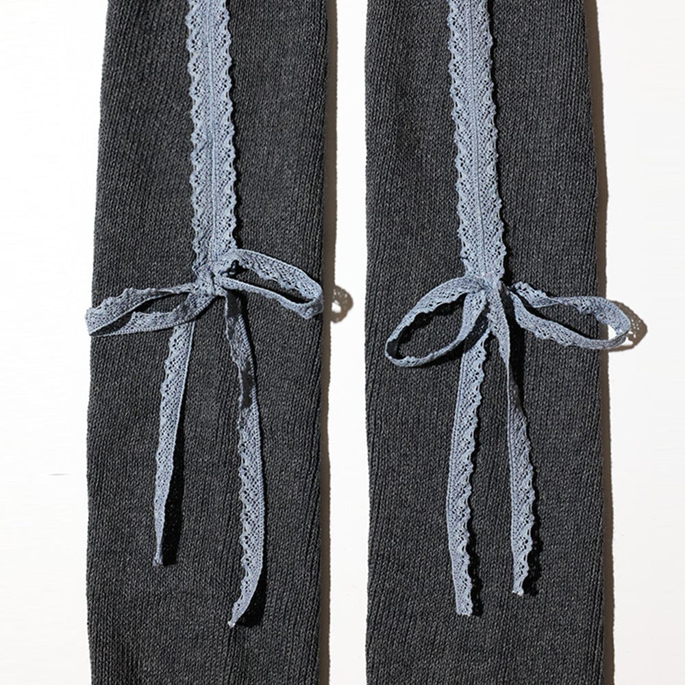 LACE RIBBON LEG WARMER LIGHT BLUE-SAENGIN STUDIOS-APOC STORE