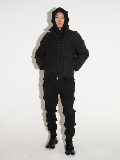 Spiky Padded Jacket Black-Woojun Jang-APOC STORE