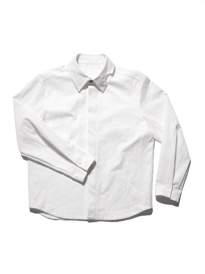 Pleated Hidden Button Shirts White-Woojun Jang-APOC STORE