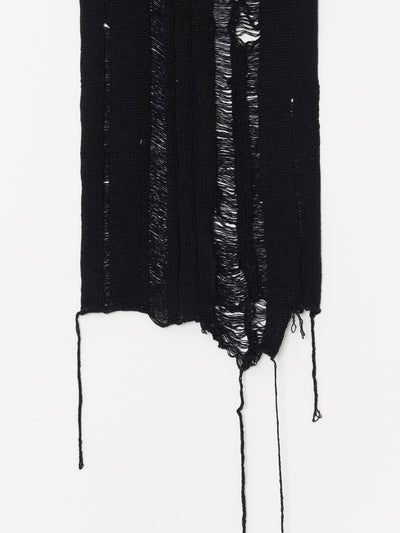 Button Work Cashmere Scarf 001 - Black-Taekh-APOC STORE