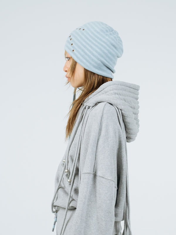 Eyelet stripe beanie sky blue-Nibgnus-APOC STORE