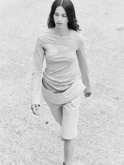Asymmetric Cut Out T-shirt Longsleeve-René Scheibenbauer-APOC STORE
