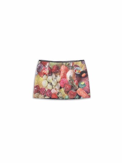 Sequin Tropical Fruit Print Reversible Skort-TRINITE Studio-APOC STORE