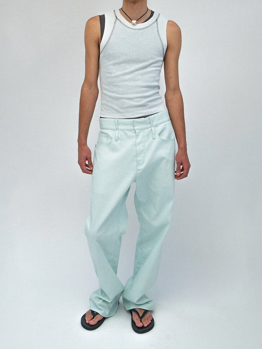 Twist Waistband Jeans Celadon Green-René Scheibenbauer-APOC STORE