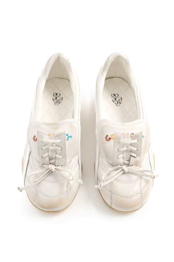 GO VACAY Tennis Ballerina Flats White-EMPTY BEHAVIOR-APOC STORE