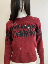 Distressed Fairisle jumper-Lilies of the Valley-APOC STORE