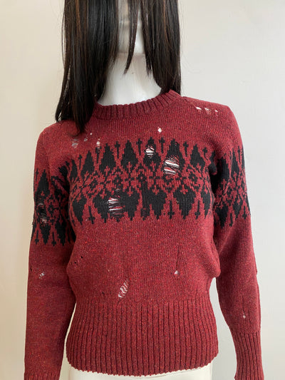 Distressed Fairisle jumper-Lilies of the Valley-APOC STORE