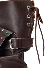 Beaded Cuff Western Boots-brown-EMPTY BEHAVIOR-APOC STORE