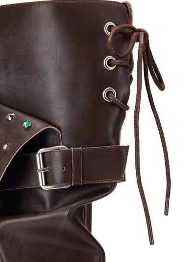 Beaded Cuff Western Boots-brown-EMPTY BEHAVIOR-APOC STORE