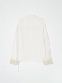 Printed Button Work Oversized Shirt 001 _ White-Taekh-APOC STORE