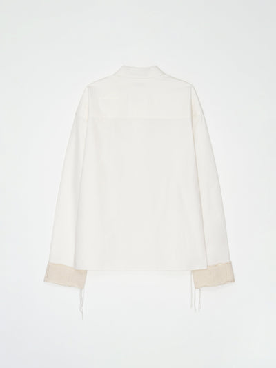 Printed Button Work Oversized Shirt 001 _ White-Taekh-APOC STORE