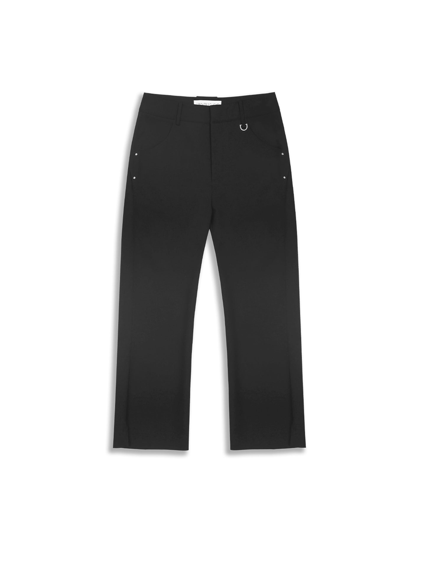Black Metal Rivet Decorative Slightly Flared Capri Pants-TRINITE Studio-APOC STORE