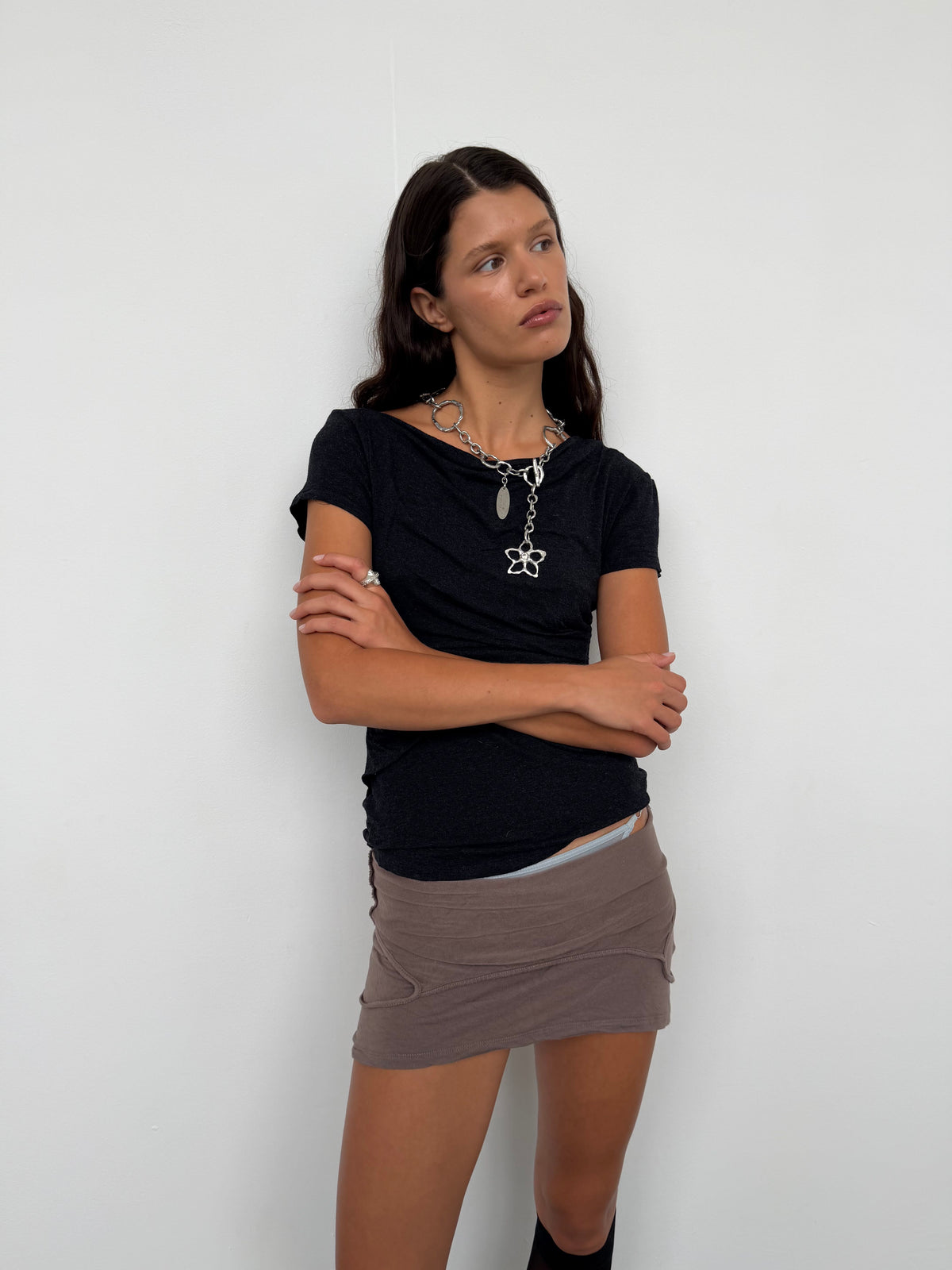 Hammered Bloom Necklace-Crystal-APOC STORE