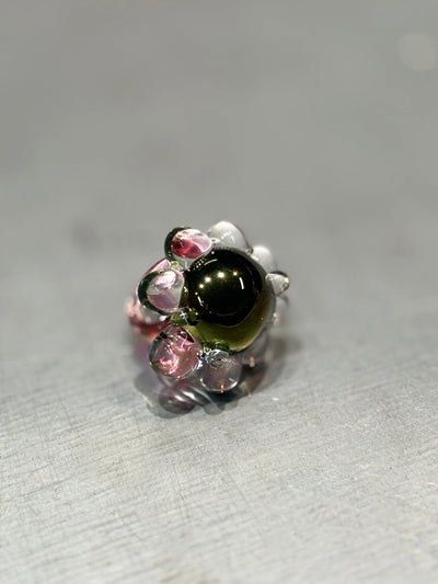 BubbleXXL Ring Metallic Green Pink-Pia Glassworks-APOC STORE