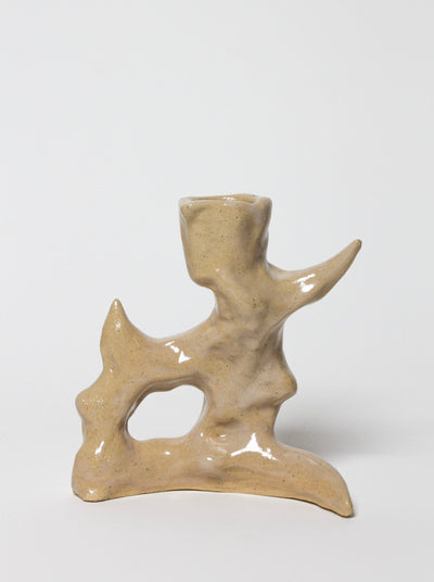 Beige glossy candle holder-Cléo SJölander-APOC STORE