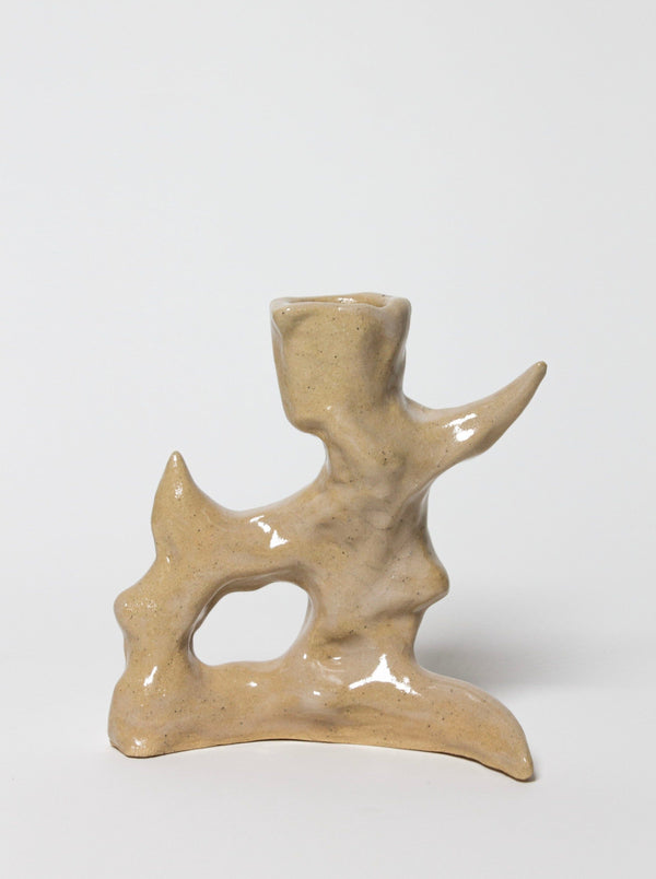 Beige glossy candle holder-Cléo SJölander-APOC STORE