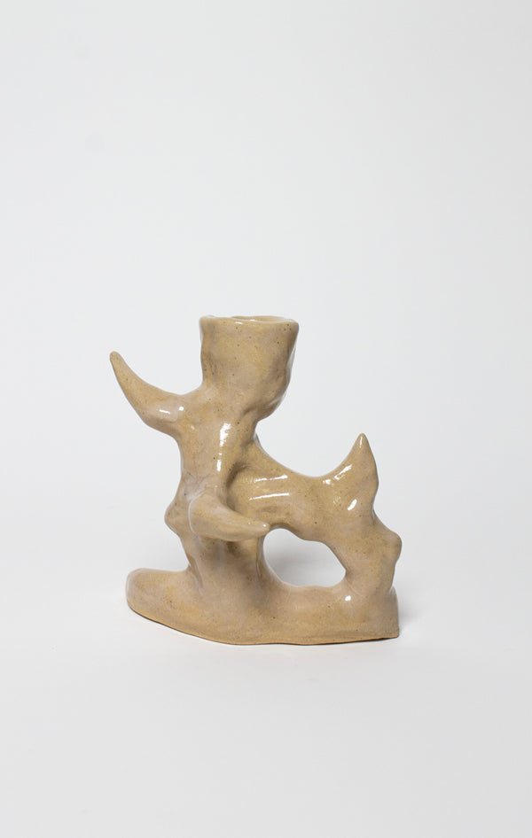 Beige glossy candle holder-Cléo SJölander-APOC STORE