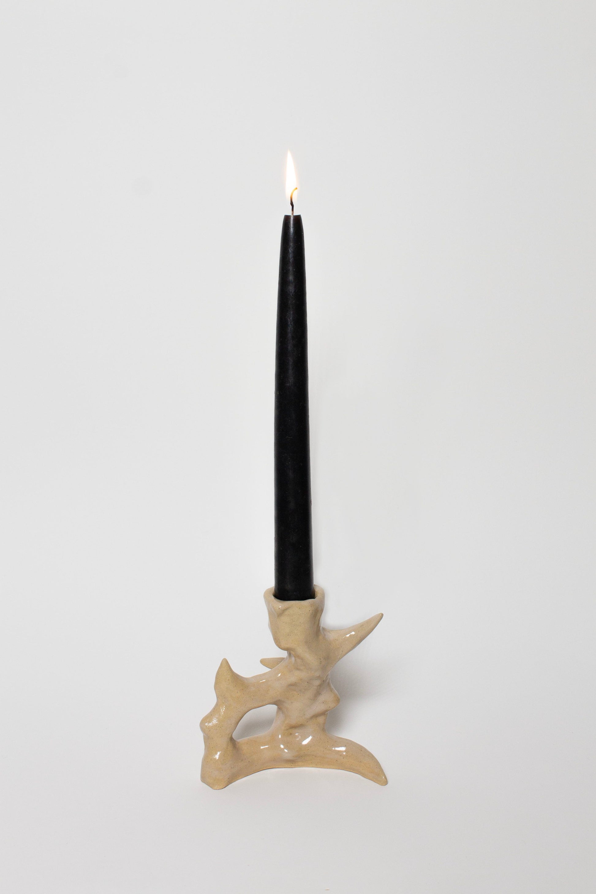 Beige glossy candle holder-Cléo SJölander-APOC STORE