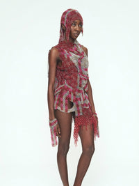 Fita Red + Pink Long Fringe Headpiece-JALACONDA-APOC STORE