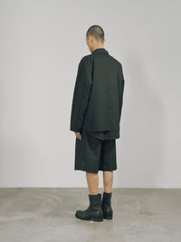 Black Cotton Twill Snap-Front Jacket-arc us arkus-APOC STORE