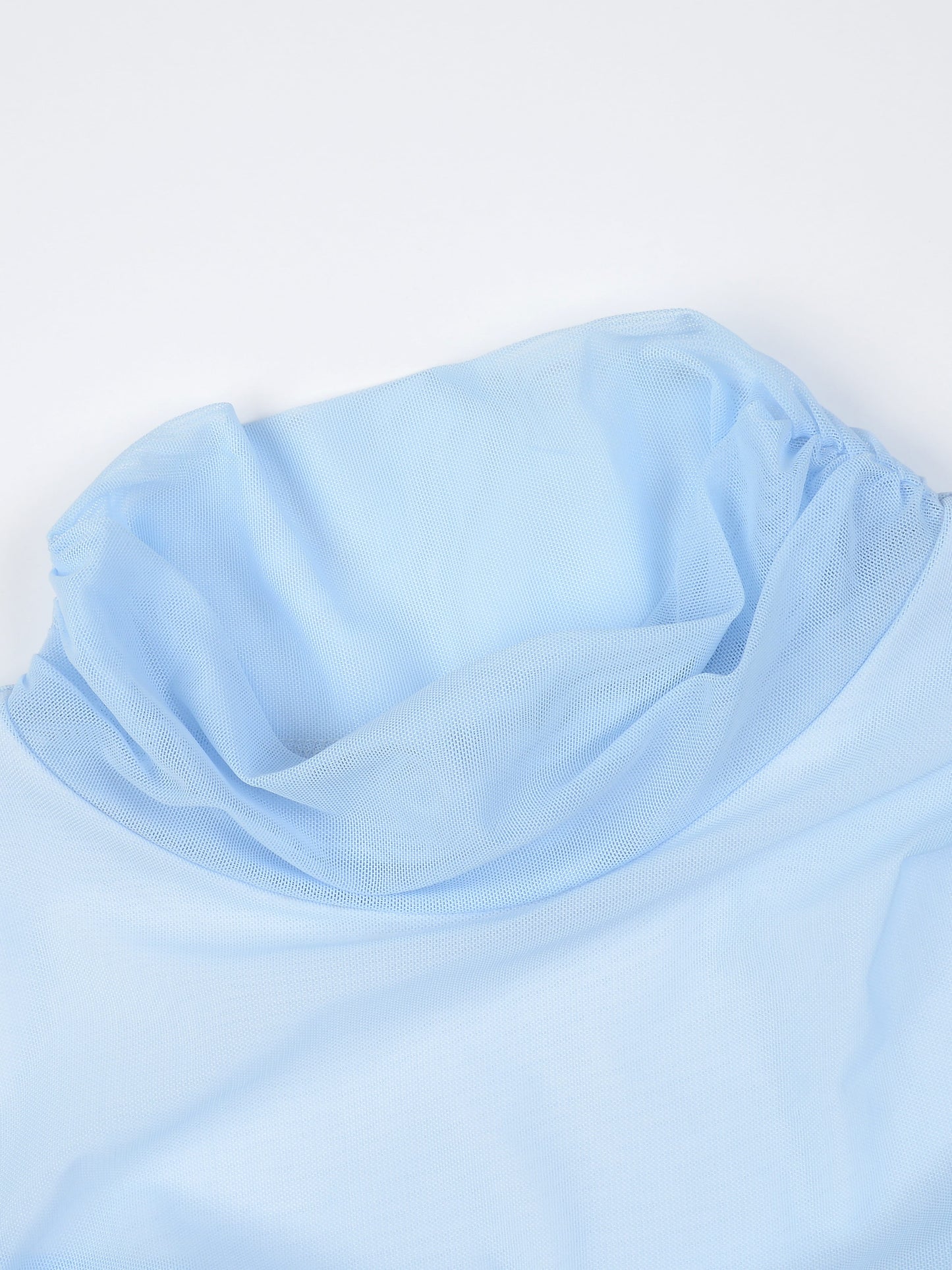 Draped Layer Top Light Blue-mesh blanca-APOC STORE