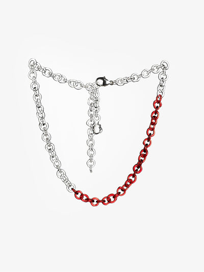 Thin Chain Necklace Transparent/Red-Clara Schweers-APOC STORE