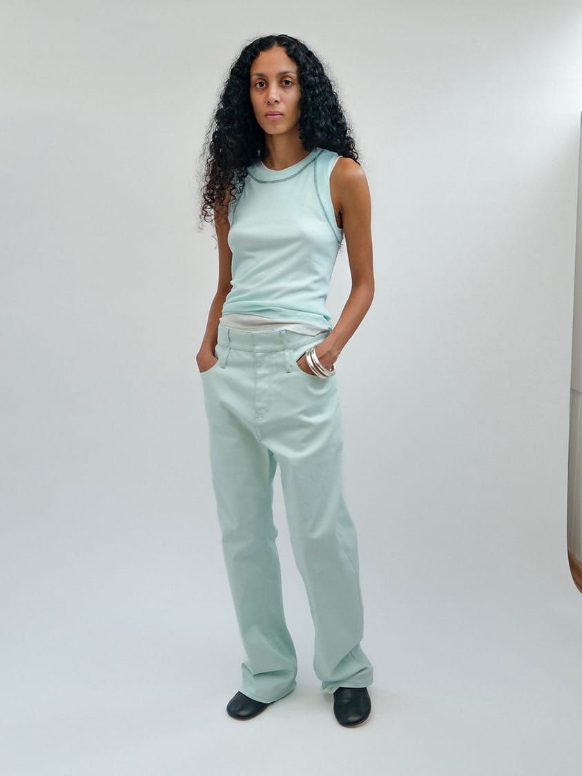 Twist Waistband Jeans Celadon Green-René Scheibenbauer-APOC STORE