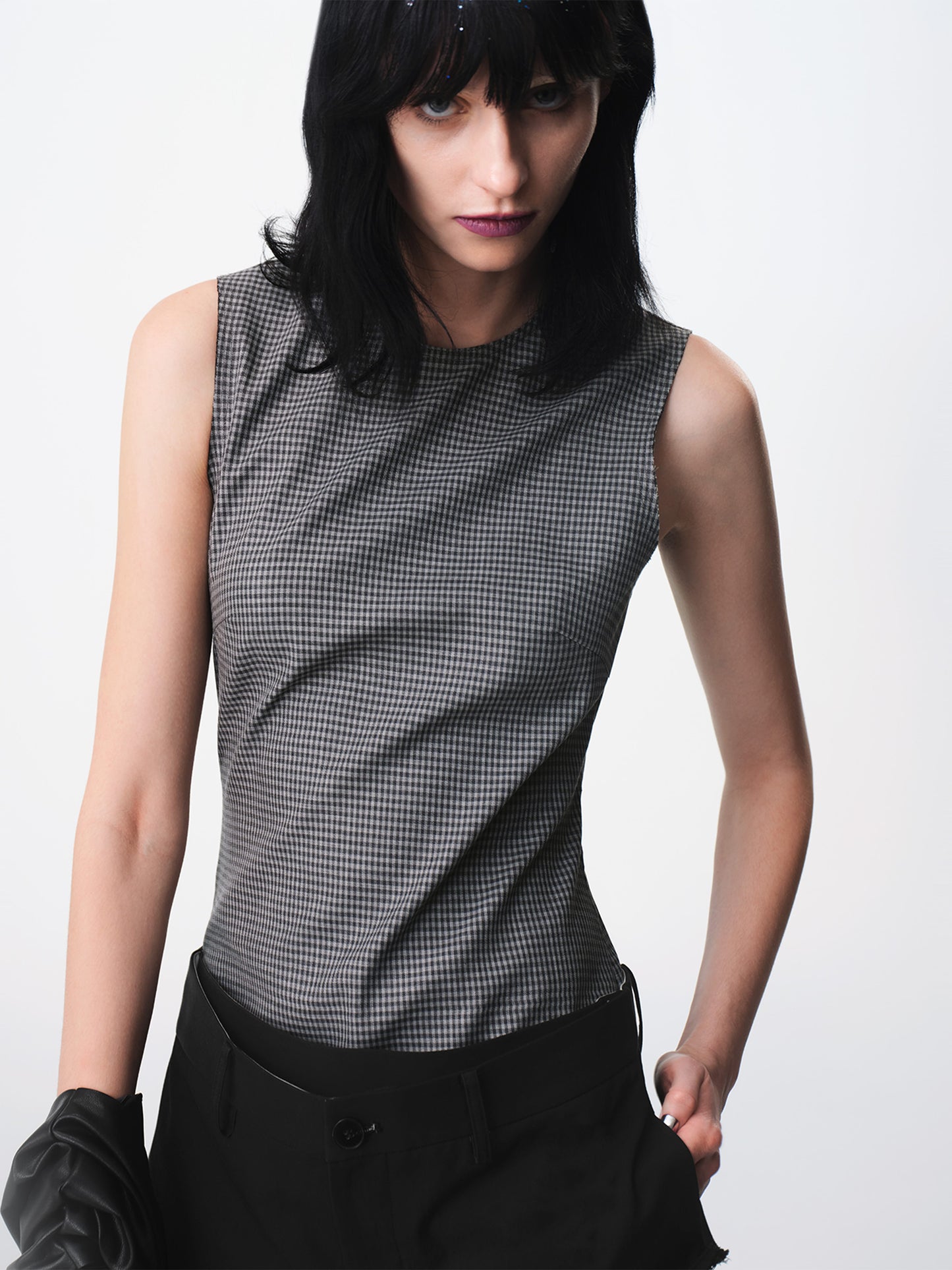 Plaid Tank Panel Deconstructed Top-TRINITE Studio-APOC STORE